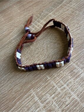 Brown Suede Beaded Bracelet
